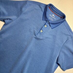 Tommy Bahama Mens Blue Striped Modal Blend Short Sleeve Polo Shirt Large
